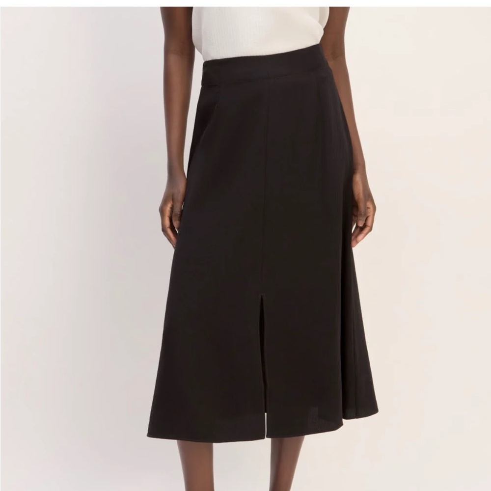 Everlane NWT black Jacquard Stripe Slip Skirt - with front slit